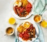 Two plates of air-fryer fry-up