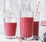 Breakfast super-shake in three glasses with paper straws