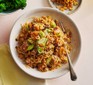Chicken & ginger fried rice in a bowl