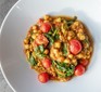 Quick easy chickpea and coconut dhal served in a bowl