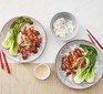 Easy teriyaki chicken served with pan choi and rice
