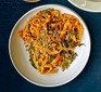 A serving of nduja & spring greens pasta