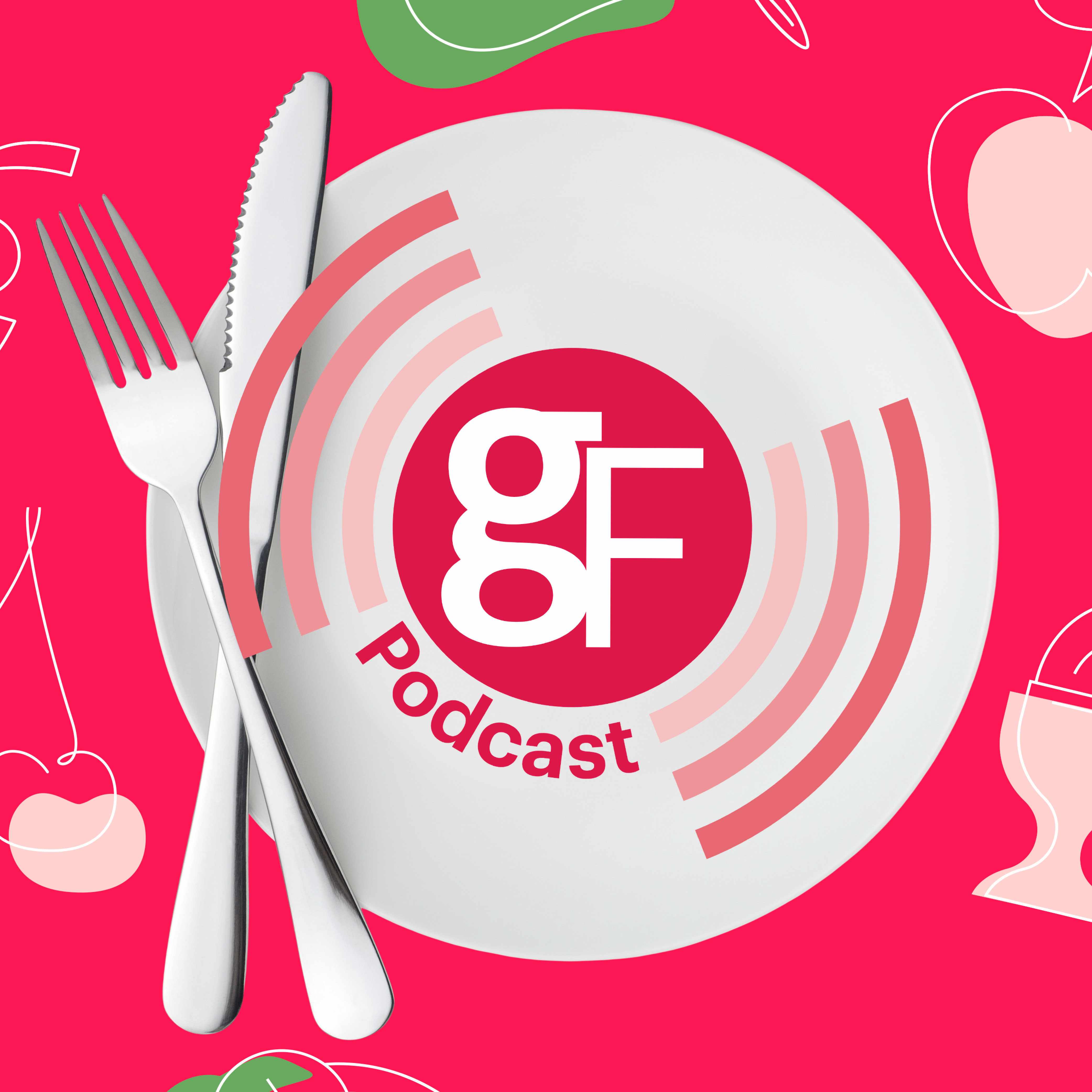 GF podcast logo on red