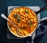 Pumpkin pasta alla vodka in a large serving dish