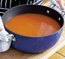 Vegan tomato soup in a large pan