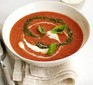 Rich tomato soup with pesto