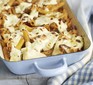 Bolognese pasta bake topped with cream cheese