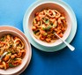 Seafood spaghetti in bowls