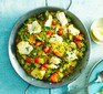 Smoked paprika paella with cod & peas in a pot