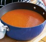 Tomato soup in dish