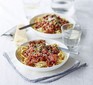Spaghetti Bolognese with salami & basil